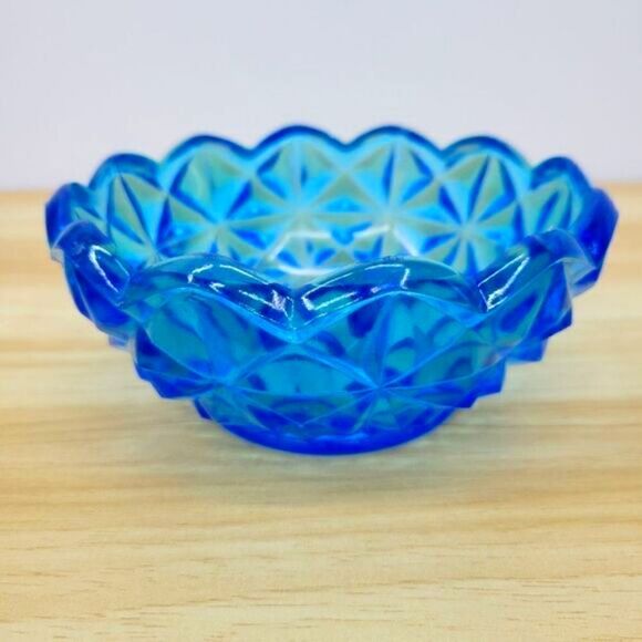 Vintage Monticello Indiana Glass Blue  Candy Dish - Picture 16 of 16